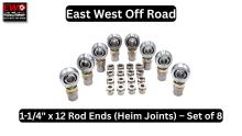 Upgrade your suspension with 1-1/4" x 12 Rod Ends (Heim Joints) – Set of 8. Heavy-duty rod ends for 4-link kits and off-road suspension systems. Order now!