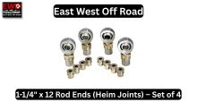 Upgrade your off-road rig with our 1-1/4" x 12 Chromoly Heim Joint Kit. Engineered with a 76,800 lb load rating, Teflon Kevlar liners, and 1045 steel tube adapters.