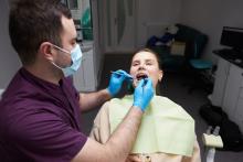 young woman at a dental office in long beach, California 