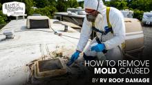 A Male Technician Removing Mold from An RV Roof