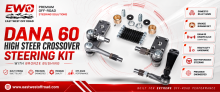 Dana 60 crossover steering kit, Dana 60 high steer kit, springless Dana 60 high steer, GM 1 ton steering kit, billet Dana 60 steering arms, Dana 60 kingpin crossover steering.