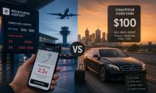 A real cost breakdown of airport transfers in Melbourne: fixed-fare Melbourne chauffeur service vs surge-priced rideshare, with actual numbers.