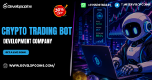A futuristic promotional banner featuring AI-powered crypto trading automation with a digital Bitcoin, live market charts, and a trading robot.