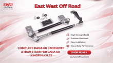 Dana 60 billet high steer arms, DOM tubes, steering ends, weld bungs, and mounting hardware arranged together