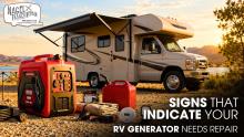 A Class C Motorhome with Generator and Accessories at a Scenic Lakeside Campsite