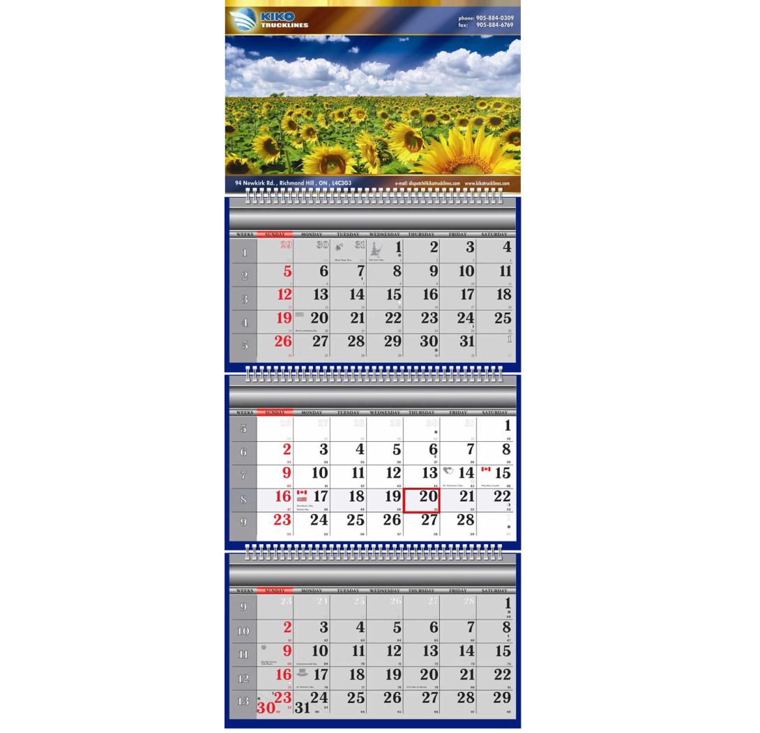 personalized wall calendars Canada, 3 month Promotion Calendar