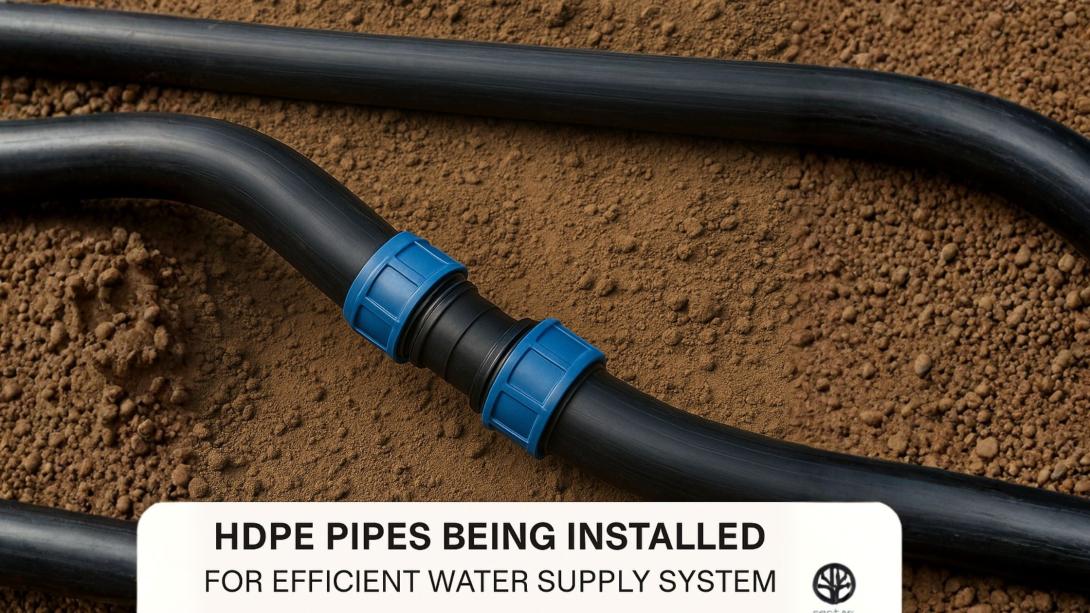 HDPE pipes being installed for efficient water supply system