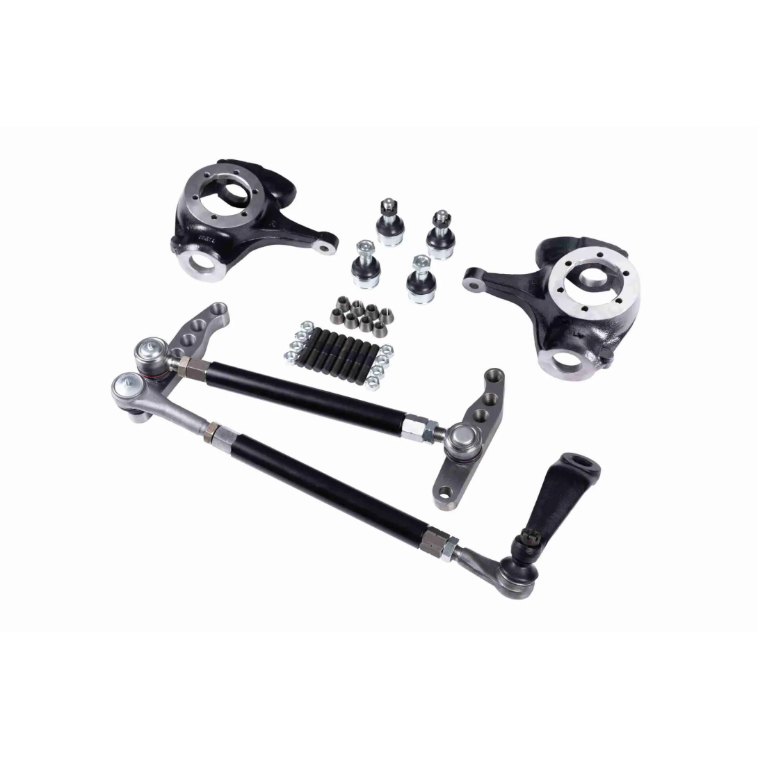 Dana 44 high steer kit, Chevy 10 bolt crossover steering kit, Dana 44 crossover steering, high steer kit with knuckles, GM crossover steering kit, Dana 44 steering upgrade, Chevy 10 bolt steering knuckle, crossover steering conversion, 1 ton steering upgrade, Dana 44 high steer arm, billet high steer arms, flat top knuckle Dana 44, Dana 44 crossover steering GM, high steer crossover kit USA made, lifted truck steering upgrade, off road steering kit, Dana 44 steering knuckles GM Chevy, complete crossover ste