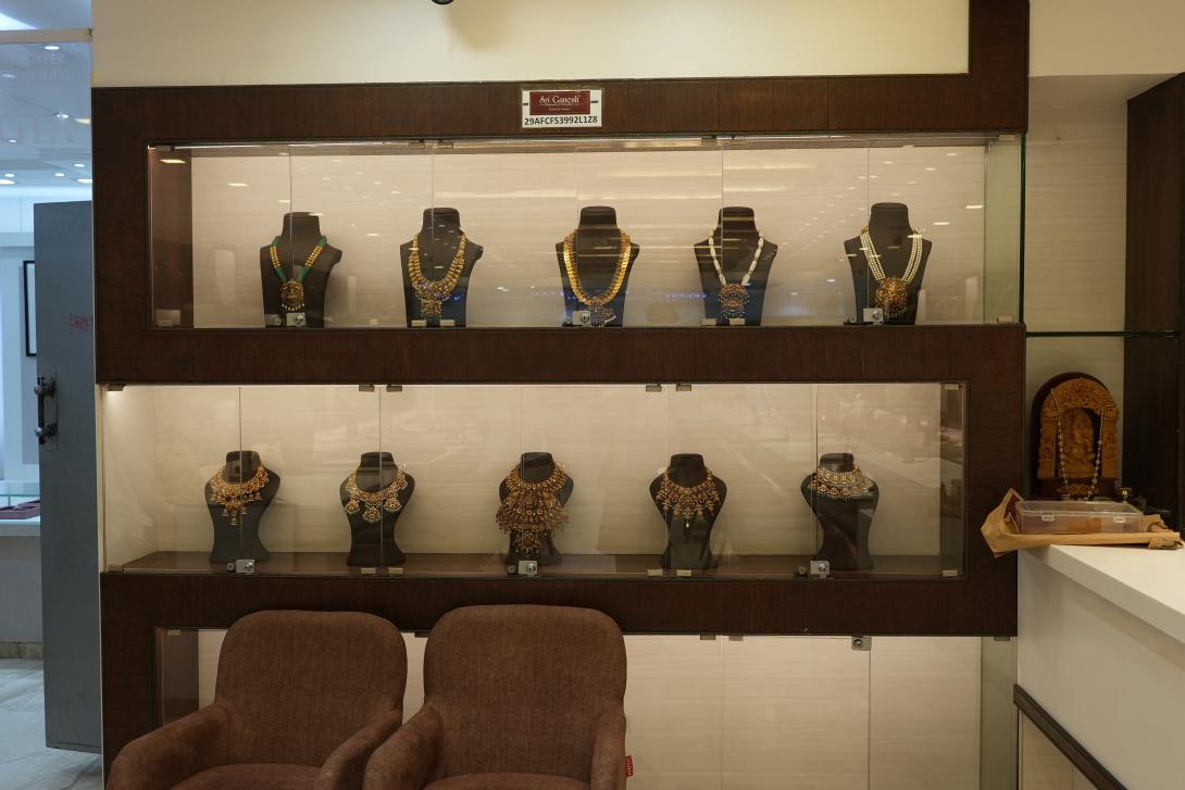 Jewellery collection in a store