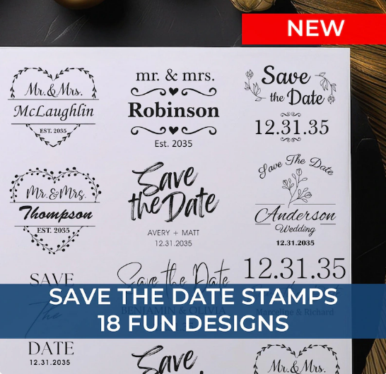 Personalized Mr & Mrs Wedding Stamp: Custom Self-Inking Save the Date Stamp