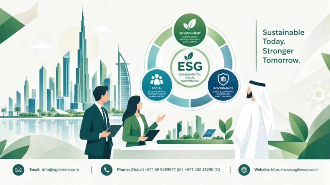 Discover how ESG consultancy, UAE ESG reporting, ESG and sustainability reporting, and ESG reporting frameworks help UAE leaders strengthen compliance, investor trust, and business continuity. Agile Advisors delivers practical guidance for measurable results.